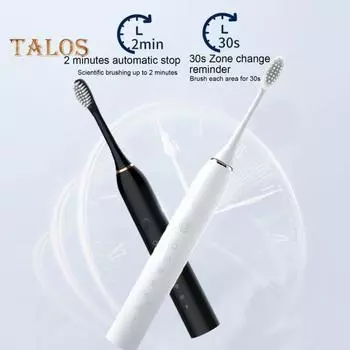 Электрическая зубная щетка с 8 насадками, 6 режимами чистки, умные таймеры, водонепроницаемость IPX7, USB-зарядка, дорожная зубная щетка для мужчин и женщин для взрослых белый