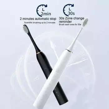 Электрическая зубная щетка с 8 насадками, 6 режимами чистки, умными таймерами IPX7 белый