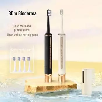 «Электрическая зубная щетка с магнитной левитацией, 5 режимами, 5 сменными мягкими щетинными головками и скрытым зарядным кабелем для взрослых» Model 6785 грязно-белый