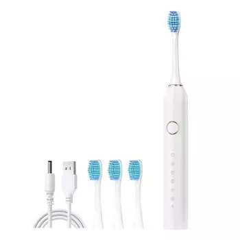 Электрическая зубная щетка с насадками 4/8, 6 режимов чистки, умные таймеры, IPX7, водонепроницаемая, USB-перезаряжаемая, для путешествий, для мужчин, женщин, для взрослых, зубная щетка 4pcs розовый