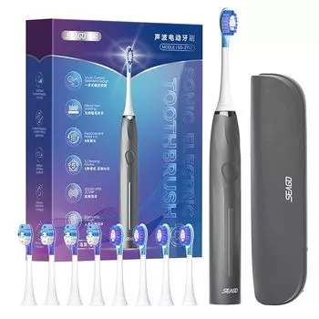 Электрическая зубная щетка SEAGO 8 сменных щеток портативный футляр для хранения перезаряжаемая отбеливающая кнопка 3 секунды пошаговая функция 5 режимов