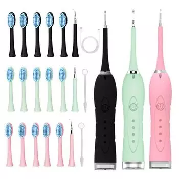 Электрическая зубная щетка Sonic 5 насадок + 2 очистителя для зубов + 1 стоматологическое зеркало Зарядка через USB Сканер для удаления зубного камня Отбеливание зубов Удаление зубного камня