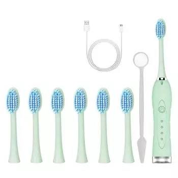 Электрическая зубная щетка Sonic 5 насадок + 2 очистителя для зубов + 1 стоматологическое зеркало Зарядка через USB Сканер для удаления зубного камня Отбеливание зубов Удаление зубного камня