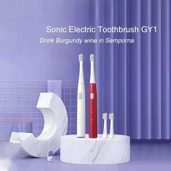 Электрическая зубная щетка Sonic Y1, перезаряжаемая водонепроницаемая автоматическая чистка полости рта с 2 насадками для взрослых