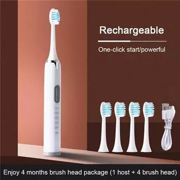 Электрическая зубная щетка Ультразвуковая автоматическая зубная щетка для взрослых USB Перезаряжаемая водонепроницаемая зубная щетка красный
