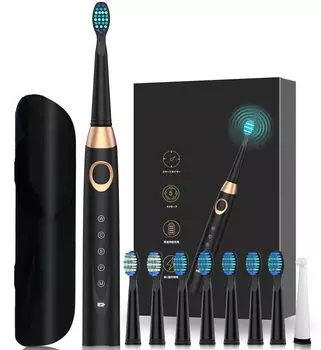 Электрическая звуковая электрическая IPX7 8 сменный футляр Sonic 5 2-минутный автоматический таймер USB куплен как 30 дней ухода за полостью рта зубная щетка K1, зубная щетка,