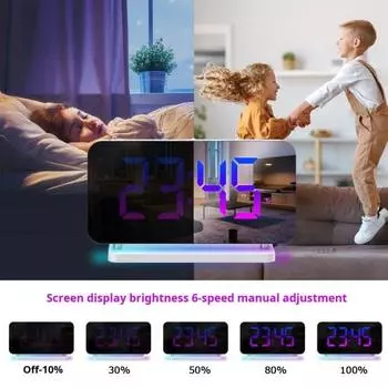 Электрические часы Автоматическое затемнение Функция повтора Большой экран Легко читать Большой чёрный