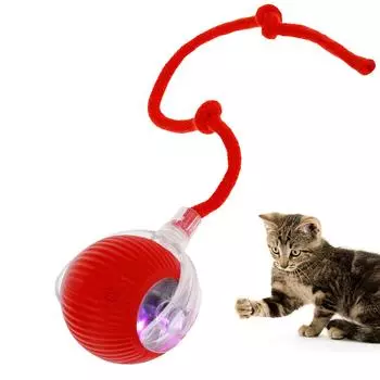 Электрические игрушки для кошек с мячом, автоматические катящиеся интерактивные игрушки для домашних животных, перезаряжаемые через USB, умные игрушки для обучения котят, автоматические катящиеся мячи, искусственный хвост красный
