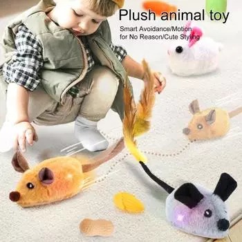 Электрические игрушки-мыши, интеллектуальное зондирование, светодиодное мигание, умное уклонение, случайное движение, бег, плюшевая мышь, домашняя кошка, интерактивная игрушка для домашних животных, товары для домашних животных белый
