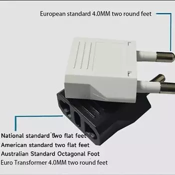 Электрические клеммы ЕС-вилки ABS и медный материал Адаптер ЕС-вилки Преобразователь переменного тока Адаптер питания для путешествий ЕС Электрическая вилка Euro 4.0&125V 250V 6A&EU&2