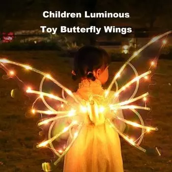Электрические крылья бабочки со светом, перезаряжаемые детские крылья феи, набор светящихся ангелов на спине, украшение на Хэллоуин, костюм для вечеринок