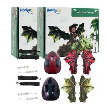Электрические крылья динозавра с музыкальными огнями, светящиеся блестящие, наряжаются, движущиеся крылья феи для украшения дня рождения, свадьбы, Хэллоуина зелёный