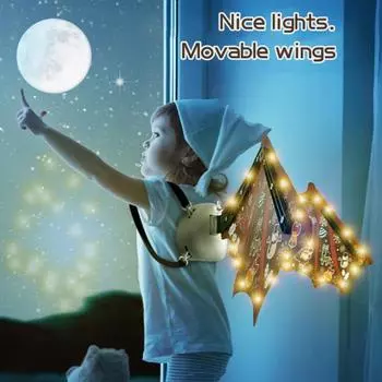 Электрические крылья феи для девочек, светящиеся движущиеся крылья бабочки с музыкой, светодиодные детские костюмы для косплея, украшения для вечеринок для девочек 3-7 лет красный