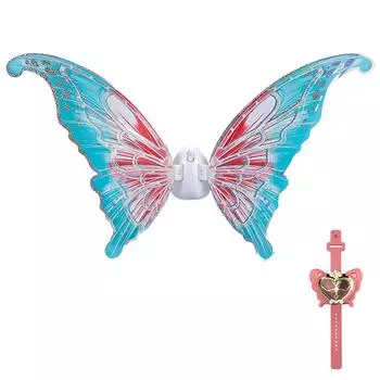 Электрические крылья феи для девочек, светящиеся крылья бабочки со светодиодными огнями и музыкой, принцесса 1 battery синий