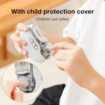 Электрические кусачки для ногтей Мини-машинка для стрижки ногтей со скрытым УФ-светом Устраняет бактерии 4 в 1 Автоматический триммер для ногтей Полировщик белый