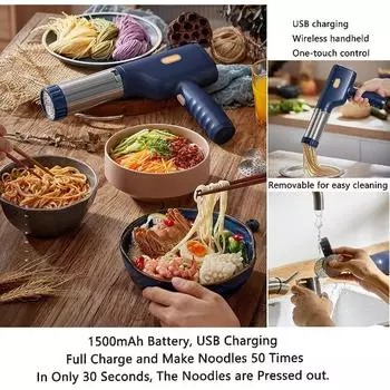 Электрические макаронные машины, Автоматическая машина для приготовления лапши, Портативная ручная машина для приготовления рамэна, Кухонные приспособления для приготовления пасты и лапши Зарядка через USB