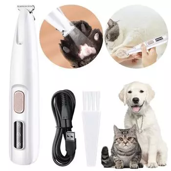 Электрические машинки для стрижки со светодиодной подсветкой, беспроводной триммер для стрижки, водонепроницаемый триммер для собак и кошек, триммер для маленьких собак и кошек белый