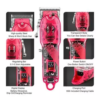 Электрические машинки для стрижки волос Беспроводной триммер для волос Мужской набор для стрижки с 16 направляющими расческами для стрижки волос Scissors pattern зелёный