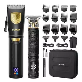 Электрические машинки для стрижки волос GLAKER для мужчин, аккумуляторные машинки для стрижки волос и комплект триммера для парикмахерских, мужские 0 чёрный