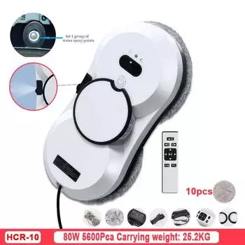 Электрические мойщики окон, роботизированная мойка окон с распылением воды, интеллектуальный высотный двухсторонний бесщеточный очиститель стекол EU&Yes белый