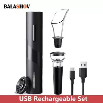 Электрические открывалки для красного вина, автоматическая открывалка для бутылок для красного вина, зарядка через USB, открывалка для вина, 4 в 1, кухонные аксессуары, гаджеты