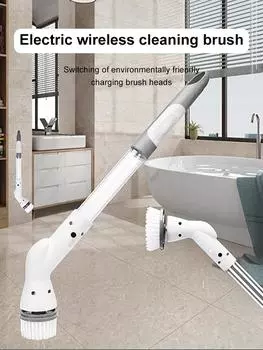 Электрические отжимные скрубберы Многофункциональная электрическая щетка для чистки ванной комнаты и туалета Бытовая отжимная скруббер для кухонной щетки белый