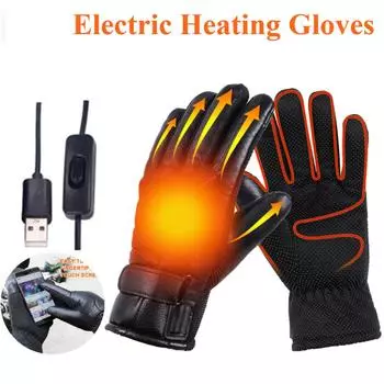 Электрические перчатки для мотоциклистов, зимние теплые перчатки для велоспорта, нескользящие, водонепроницаемые перчатки с сенсорным экраном для катания на лыжах чёрный