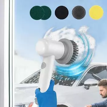 Электрические перезаряжаемые чистящие инструменты Щетка для затирки Электрическая чистящая щетка с 4 насадками подходит для ванной комнаты, настенной плитки, пола, ванны, кухни белый
