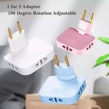 Электрические розетки ЕС, адаптер, складной 3 в 1, вращающийся на 180 °, регулируемый зарядный преобразователь, розетка EU синий