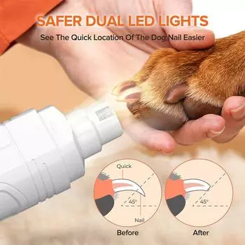 Электрические щипчики для ногтей домашних животных USB-зарядка бесшумные с подсветкой кошачьи лапки триммер для ухода за когтями инструменты для кошек и собак шлифовальная машина для лап чёрный