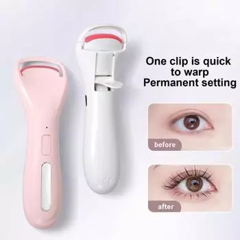 Электрические щипцы для завивки ресниц с подогревом, 3 температурных режима, USB-перезаряжаемые, портативные, быстро нагревающиеся, женские инструменты для завивки ресниц белый