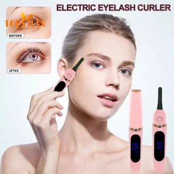 Электрические щипцы для завивки ресниц со светодиодным дисплеем — 3 режима температуры, перезаряжаемые через USB, портативные щипцы для завивки ресниц с подогревом, длительный подъем ресниц в течение 24 часов белый