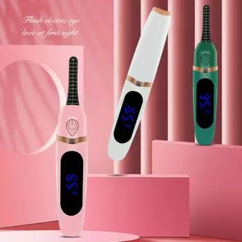 Электрические щипцы для завивки ресниц со светодиодным дисплеем 3 настройки температуры Перезаряжаемые через USB портативные щипцы для завивки ресниц с подогревом 24 часа длительный подъем ресниц белый