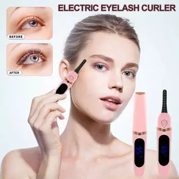 Электрические щипцы для завивки ресниц со светодиодным дисплеем, 3 температурными настройками, USB-зарядка, портативные нагреваемые щипцы для завивки ресниц, 24 часа в сутки, натуральный инструмент для завивки ресниц зелёный