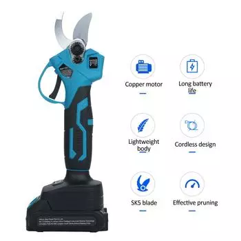 Электрические секаторы 20 В, аккумуляторный триммер для веток 30 мм(1,2 дюйма) Диаметр реза с бесщеточным двигателем UK plug синий