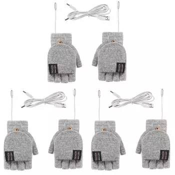 Электрические термоперчатки с регулируемой температурой зимние грелки для рук (Светло-серый) Q