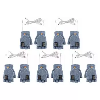 Электрические термоперчатки с регулируемой температурой зимние грелки для рук (Светло-синий)