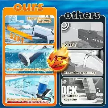 Электрические водяные пистолеты для взрослых, мощный шприц, автоматическое всасывание воды, водяные бластеры, летние уличные пляжные игрушки для детей, подарок синий