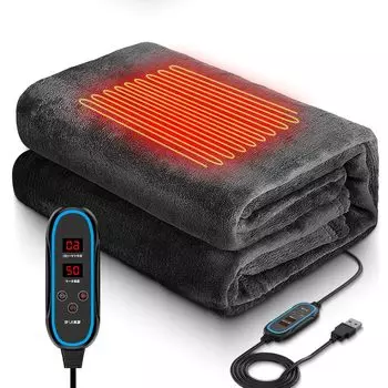 Электрический электрический прикроватный столик для подвешивания и использования в кровати с дисплеем USB, температурой, подогревом, с плечевым прикроватным столиком, энергия для холодной погоды, для палатки большого размера 100 серый