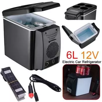 Электрический автомобильный холодильник 6 л 12 В Мини-холодильник с морозильной камерой Охлаждение и обогрев транспортного средства Ледяной ящик Автомобильные электронные устройства Холодильник чёрный