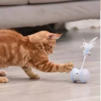 Электрический балансир для автомобиля с зарядкой через USB Электронные игрушки для кошек Домашнее животное Кошачье перо Умная забавная игрушка для кошек Умная автоматическая дразнилка для кошек Игра зелёный