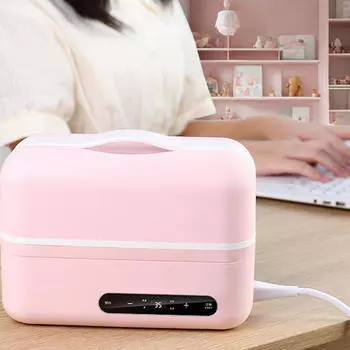 Электрический бенто-бокс объемом 1,2 л со съемным контейнером для использования на открытом воздухе розовый