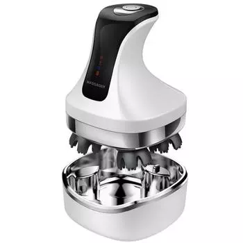 Электрический беспроводной массажер для головы, водостойкий массажер для головы, плеч, шеи, глубокий массаж тканей, разминание, лечение, способствует росту волос белый