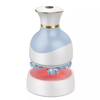 Электрический беспроводной массажер для волос и кожи головы с функцией разминания 84 массажных узлов, портативный ручной массажер для чесания головы синий