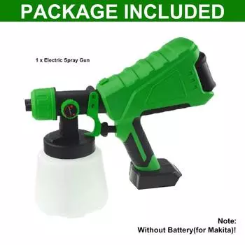 Электрический беспроводной распылитель 1000 мл, 1000 Вт, бытовой распылитель краски, контроль расхода высокого давления, легкий аэрограф для батареи Makita 18 В Only machine
