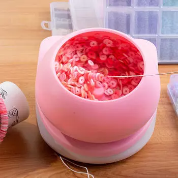 Электрический бисерный прядильщик Автоматическая бисерная машина Инструмент для изготовления ювелирных изделий розовый
