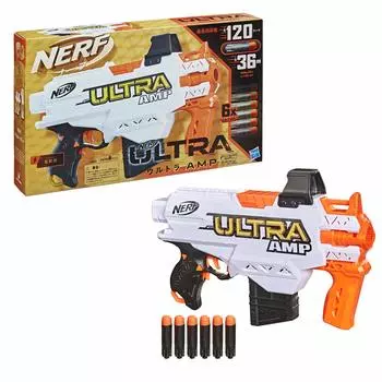 Электрический бластер Hasbro Nerf Ultra AMP F0954, оригинальный продукт, в комплект входит 6 официальных дротиковых зажимов Ultra Darts + белый