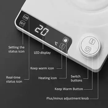 Электрический чайник 1200 Вт, портативный электрический чайник с гибкой шеей, с контролем температуры, из нержавеющей стали, с быстрым нагревом, 110 В/220 В EU белый