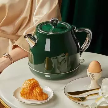 Электрический чайник 1500 мл, 220 В, для кипячения воды, цвет зеленый/белый, быстрый нагрев, внутренняя часть из нержавеющей стали EU Plug зелёный
