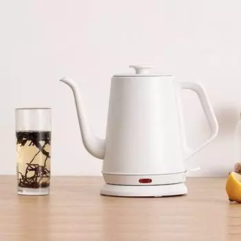 Электрический чайник 1,0 л, бытовой чайник с изогнутой шеей, кипятильник для воды, ручной заварочный кофейник, чайник из нержавеющей стали 304, 220 В EU белый